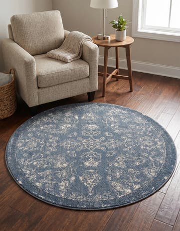 Blue Oregon Round Rug