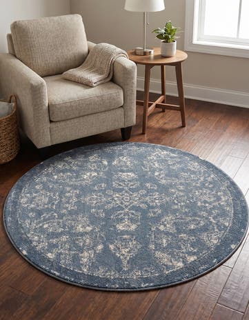 Blue Oregon Round Rug