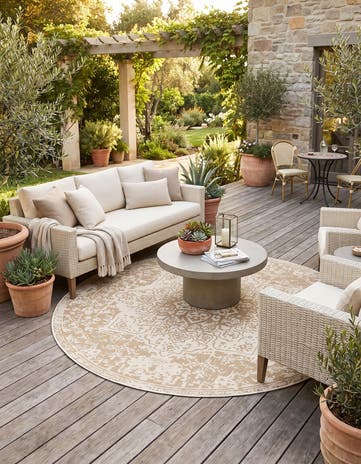 7' x 7' Easy-Clean Jill Zarin Indoor / Outdoor Round Rug