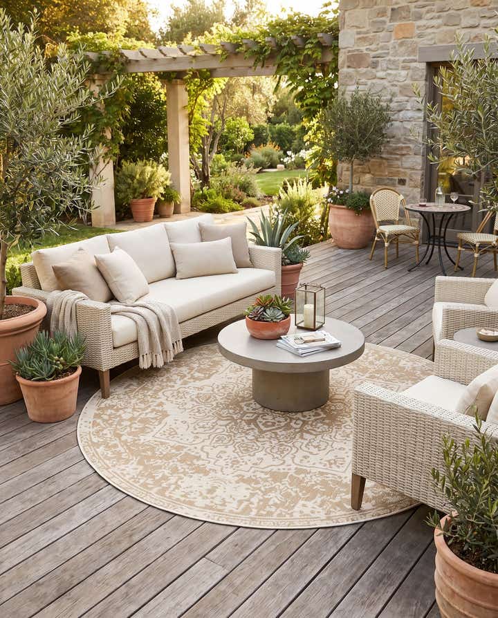 7' x 7' Easy-Clean Jill Zarin Indoor / Outdoor Round Rug