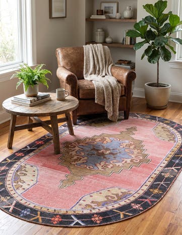 5' x 8' Washable Timeless Oval Rug