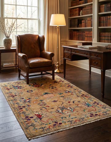 3' 5 x 5' Hand Knotted Ariana Ziegler Rug