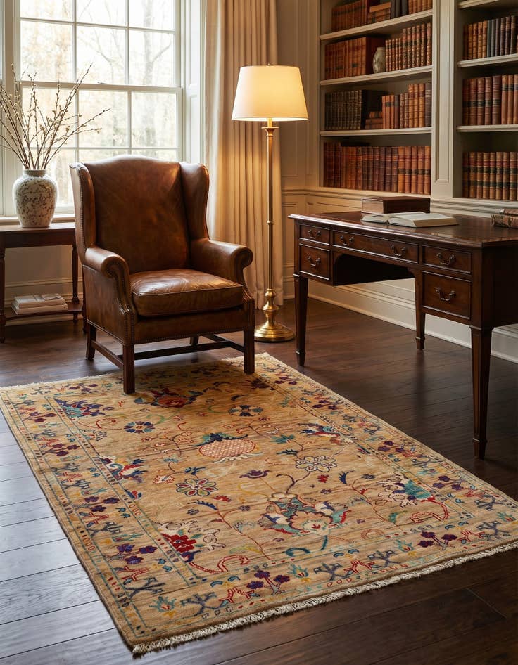 Detail image of 3' 5 x 5' Hand Knotted Ariana Ziegler Rug