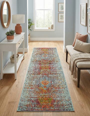 Blue Washable Arte Runner Rug