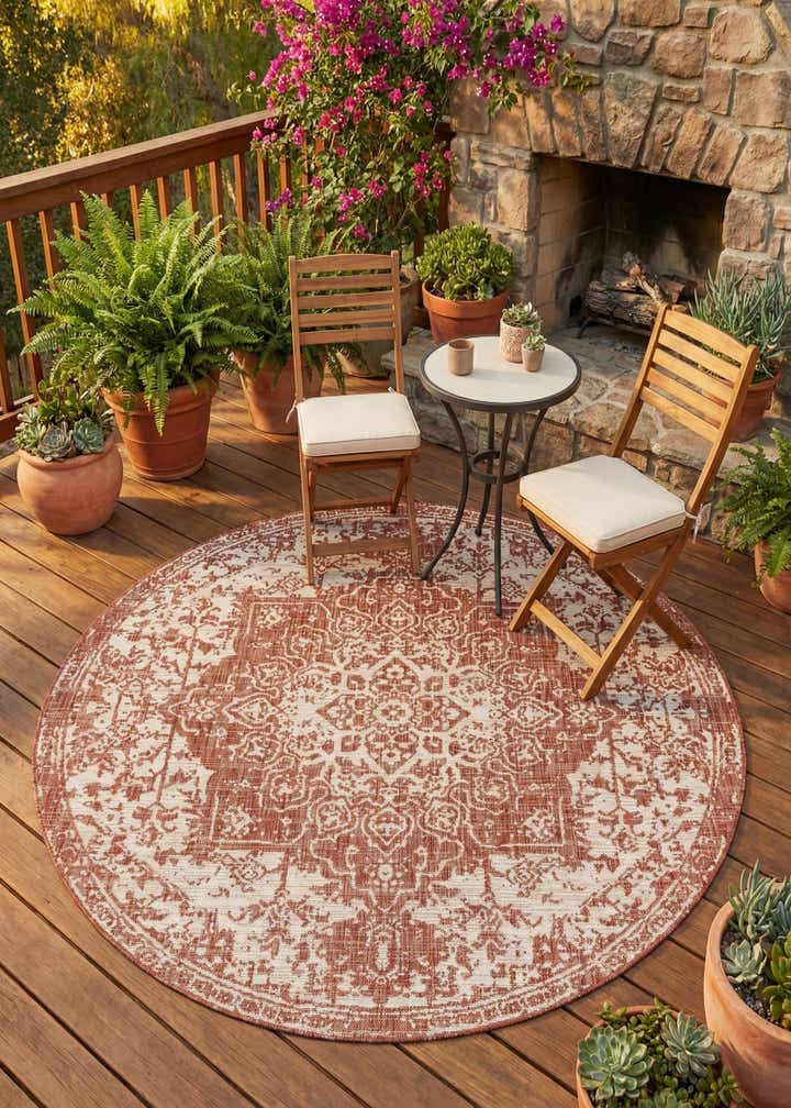 6' 7 x 6' 7 Easy-Clean Jill Zarin Dubai Indoor / Outdoor Round Rug