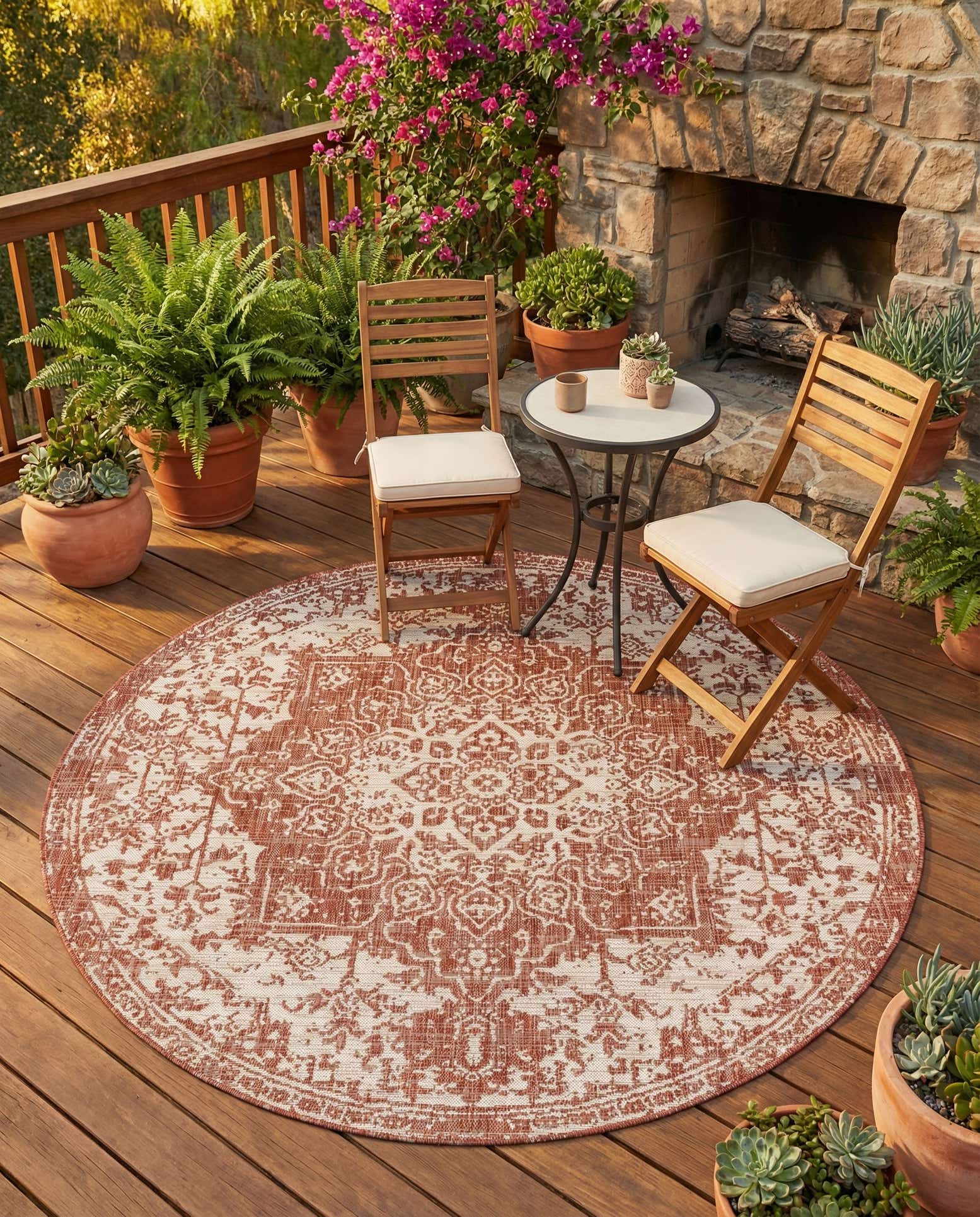 6' 7 x 6' 7 Easy-Clean Jill Zarin Dubai Indoor / Outdoor Round Rug