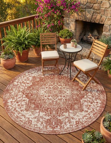 6' 7 x 6' 7 Easy-Clean Jill Zarin Dubai Indoor / Outdoor Round Rug