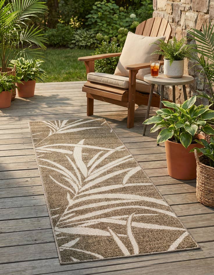 Detail image of 2' x 6' Washable Botanical Indoor / Outdoor Runner Rug