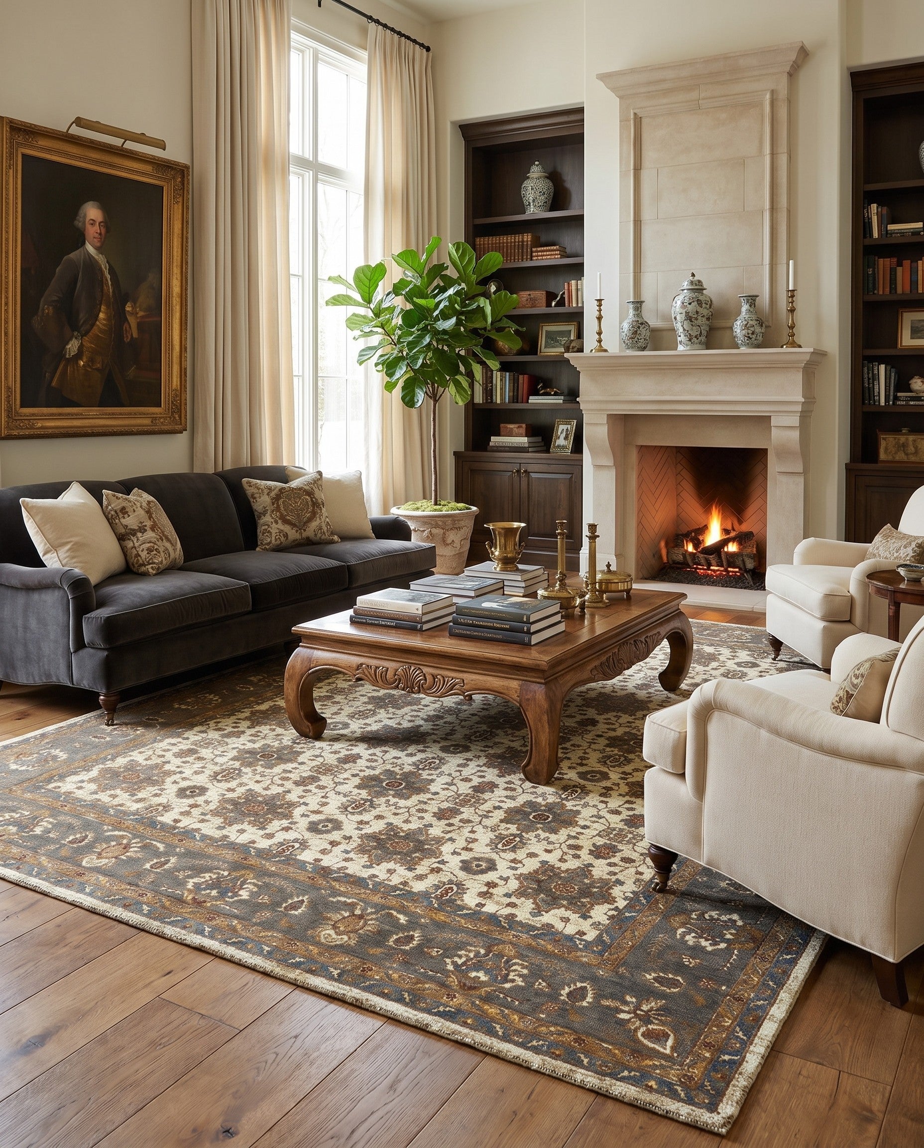 12' 4 x 14' 10 Hand Knotted Ziegler Rug