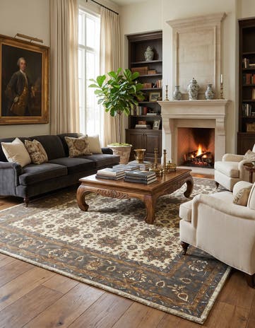 12' 4 x 14' 10 Hand Knotted Ziegler Rug