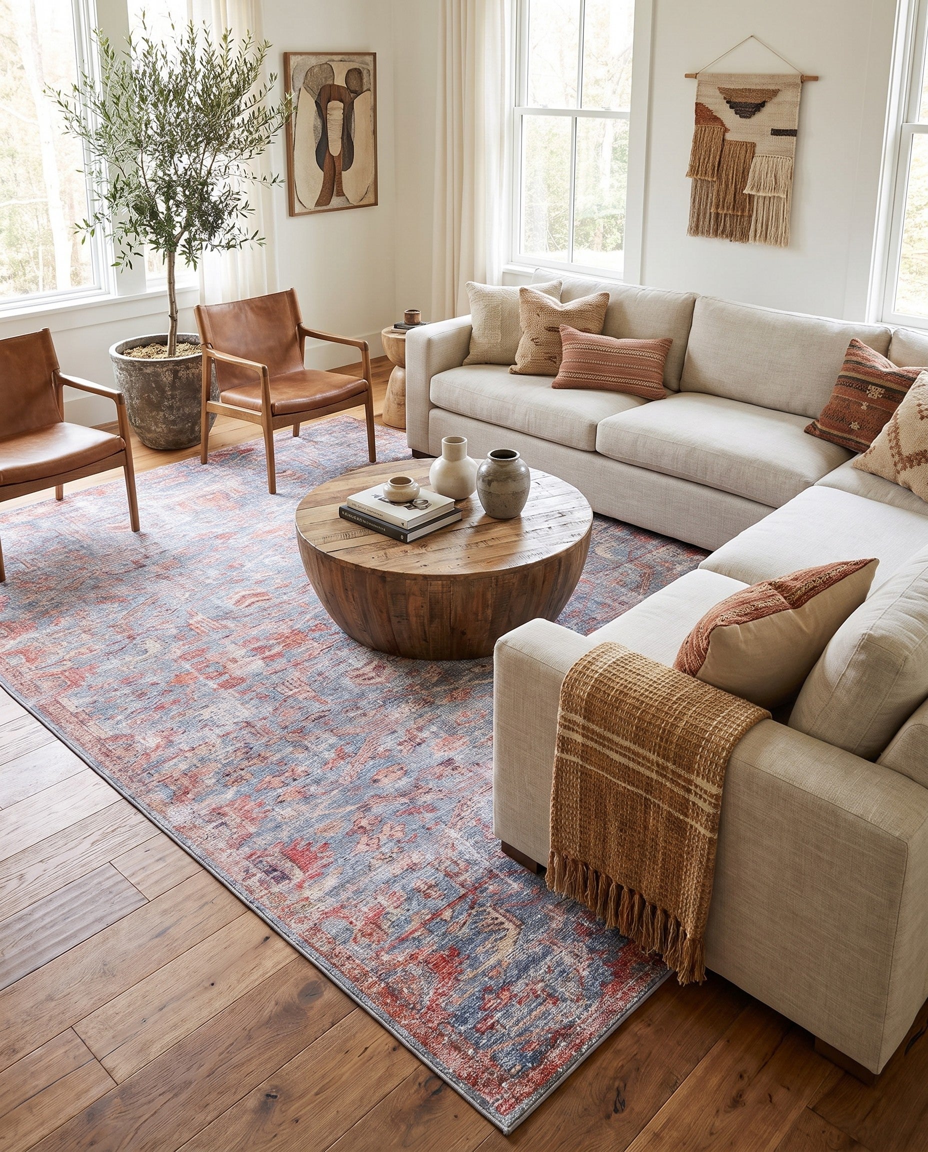 Antique Blue Washable Nostalgia Rug