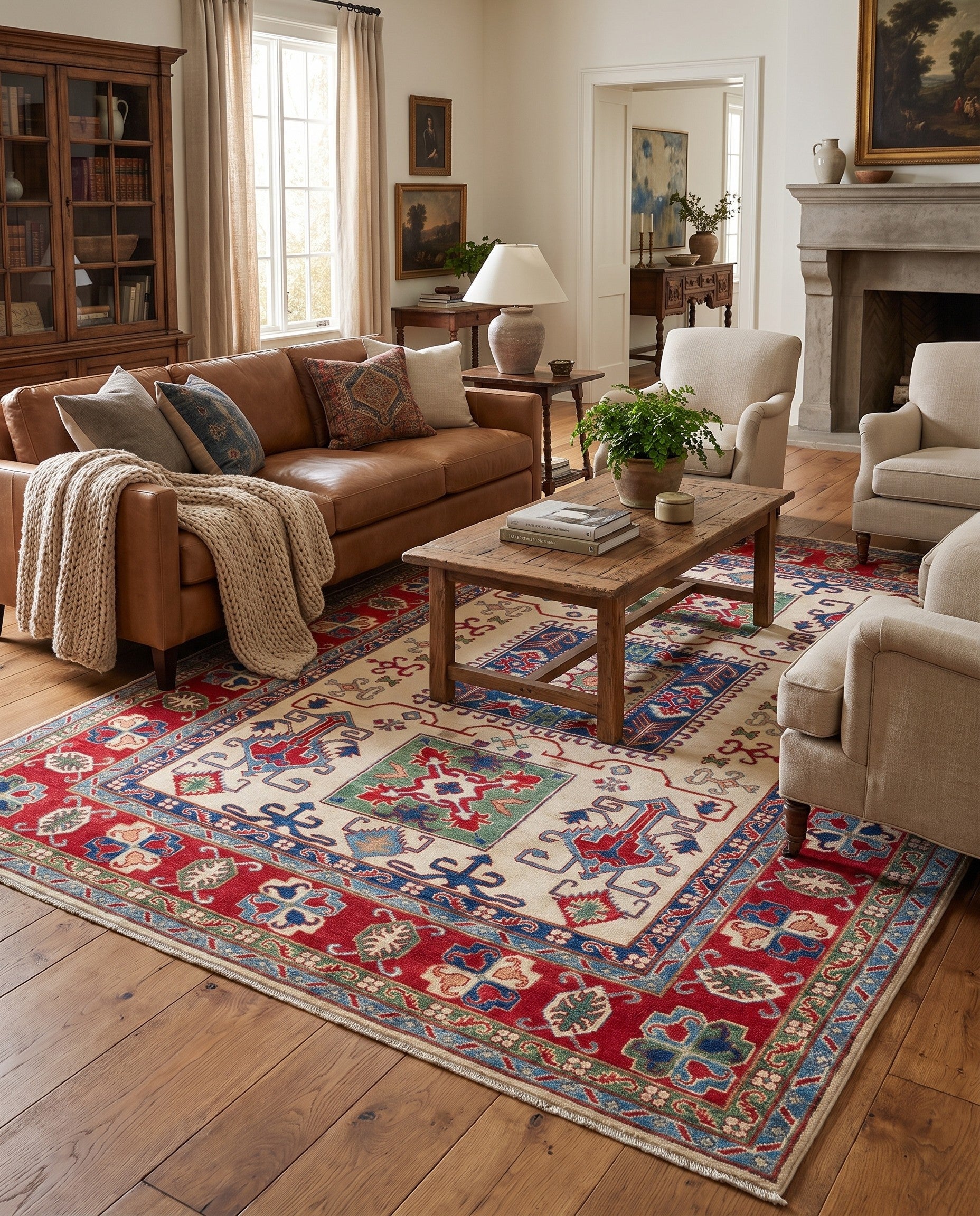 6' 11 x 9' 6 Hand Knotted Kazak Rug