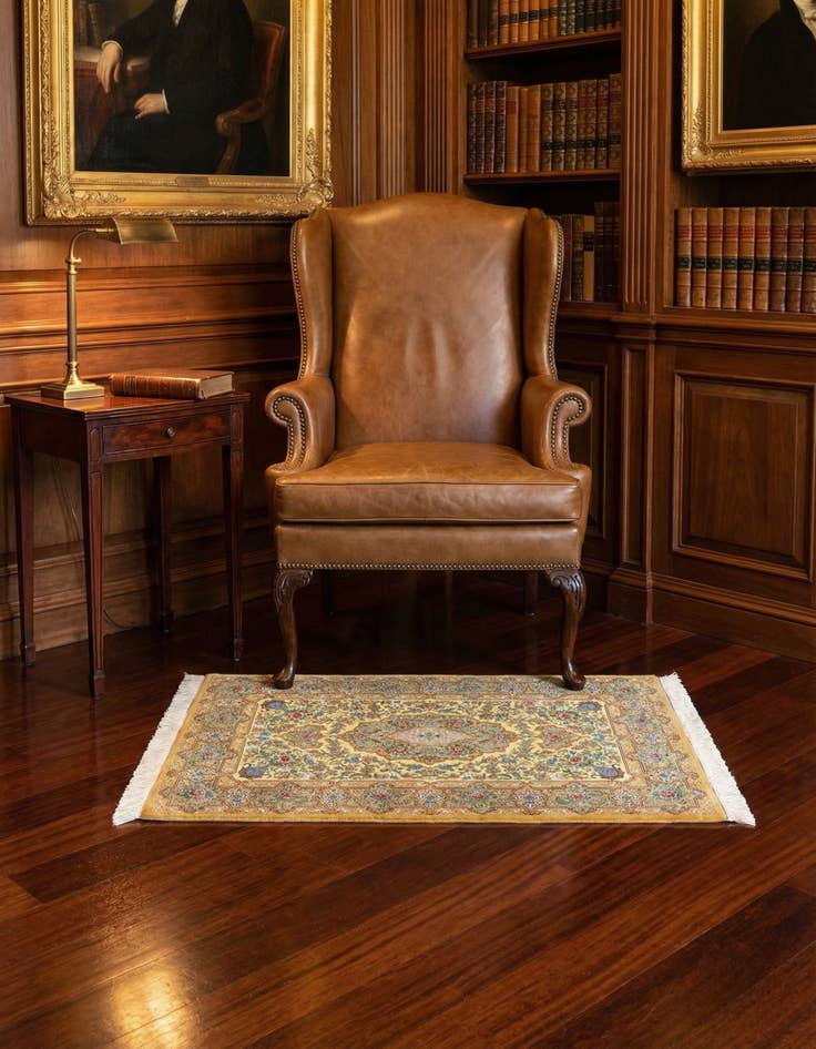 Detail image of 2' 7 x 3' 9 Ghom Silk Rug