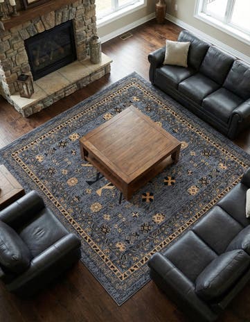 Gray Heris Square Rug
