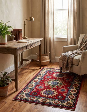 2' 9 x 4' Hand Knotted Kazak Rug