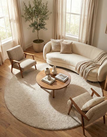 10' x 10' Solid Frieze Round Rug