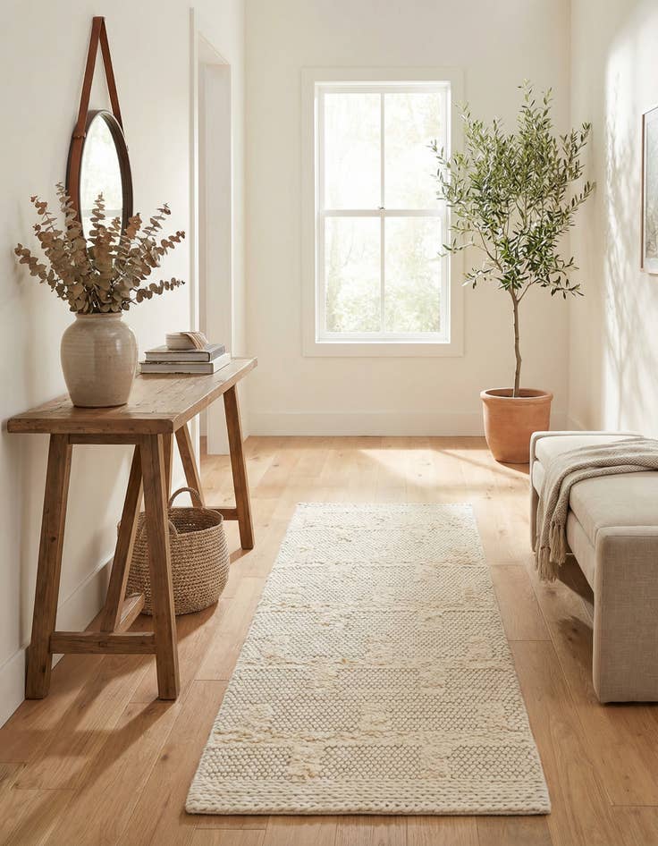 Detail image of 2' 7 x 8'  Hand Woven Lana New Zealand Wool Runner Rug