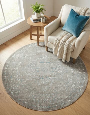Light Gray Modern Classical Round Rug
