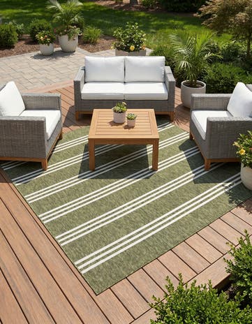 Green Easy-Clean Jill Zarin Anguilla Indoor / Outdoor Square Rug