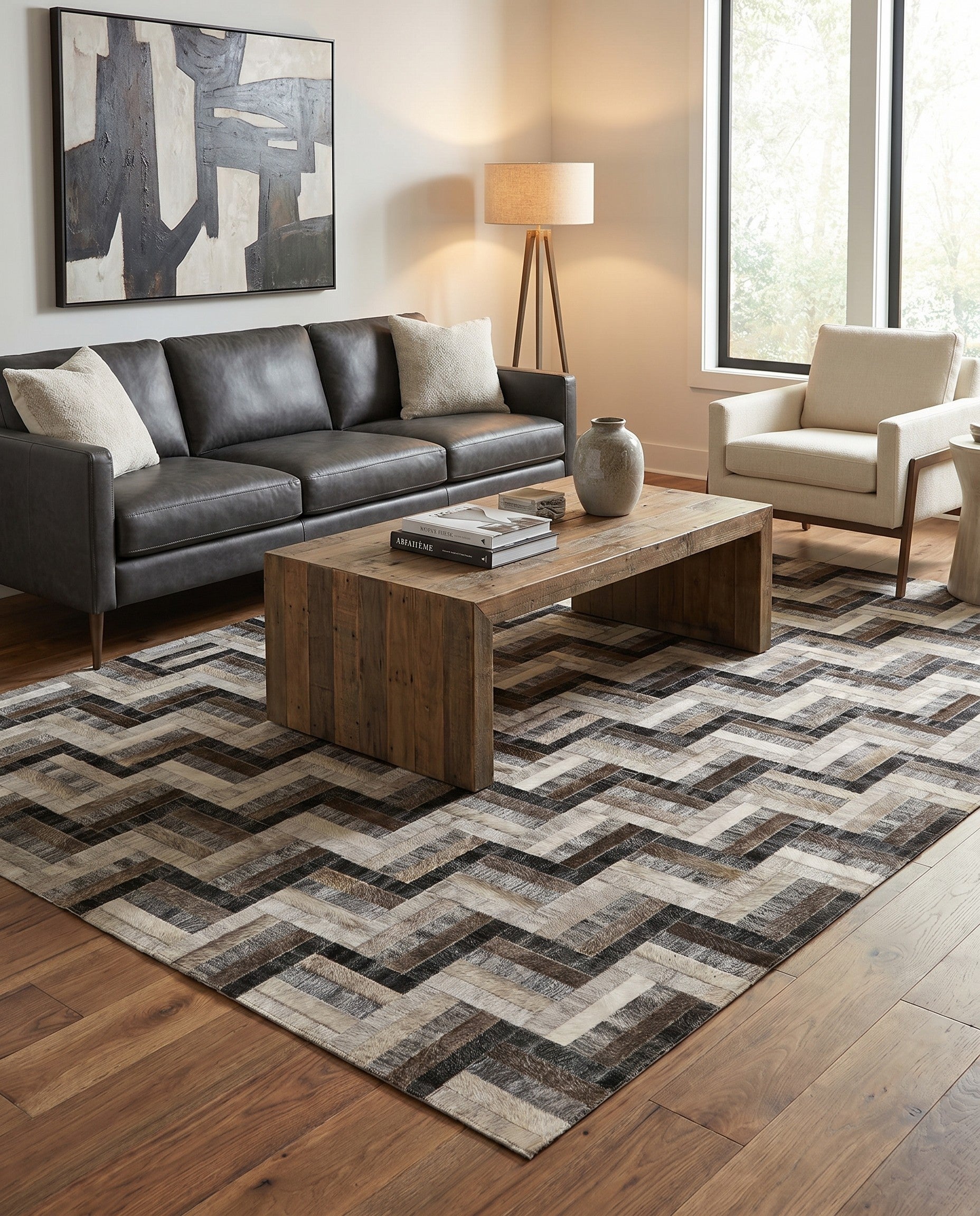5' 3 x 7' 5 Cowhide - Patchwork Rug