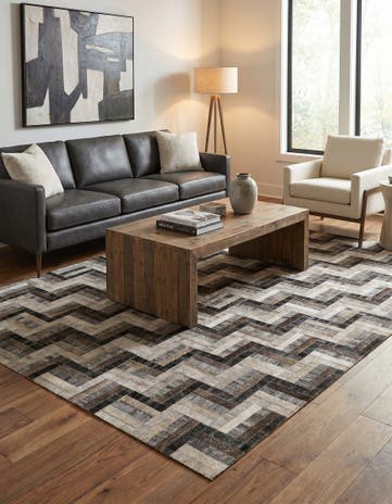 5' 3 x 7' 5 Cowhide - Patchwork Rug