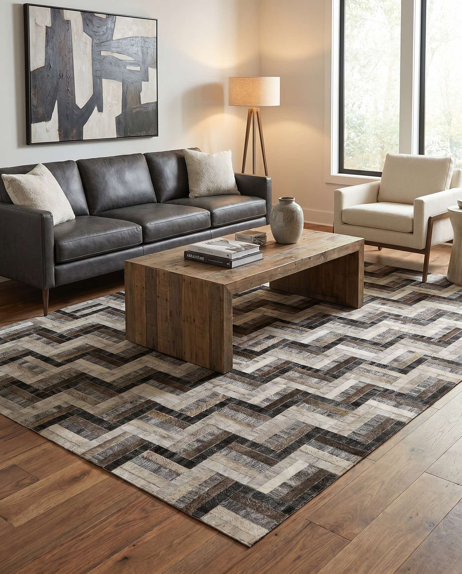5' 3 x 7' 5 Cowhide - Patchwork Rug