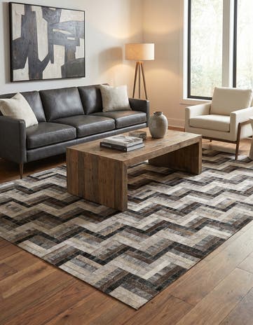 5' 3 x 7' 5 Cowhide - Patchwork Rug