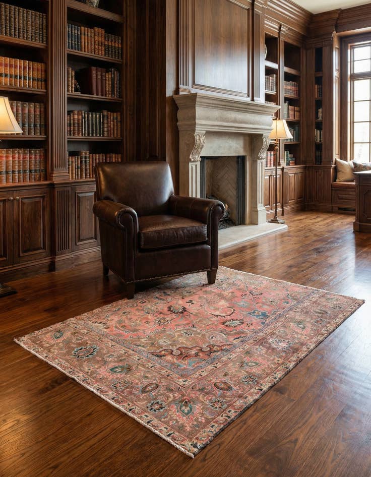 Detail image of 3' 9 x 5' 10 Hand Knotted Ultra Vintage Persian Wool Rug