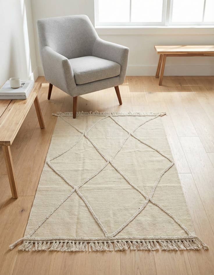 Detail image of 3' 4 x 5' Hand Knotted Moroccan Wool Rug