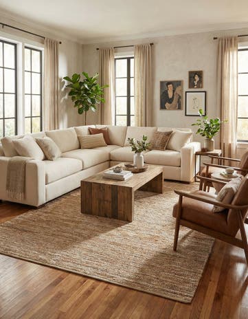 10' x 14' 1 Hand Woven Leather Metallic Jute Rug