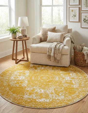 Yellow Bexley Round Rug