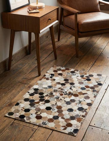 2' x 3' 1 Cowhide Leather Rug