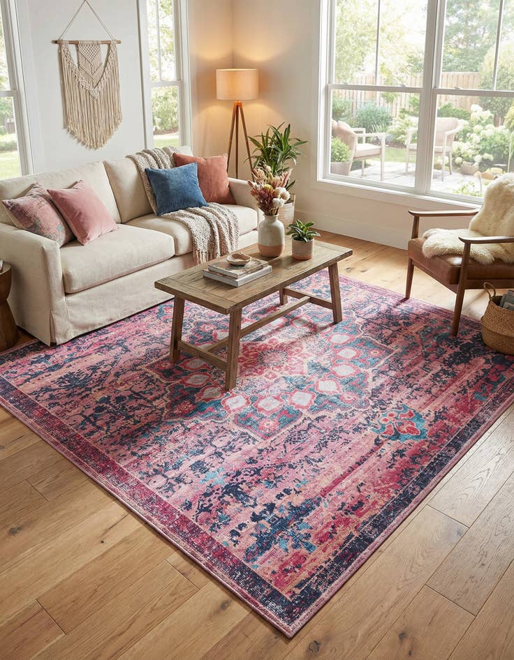 Detail image of  7' 3 x 7' 3  Washable Francesca Square Rug