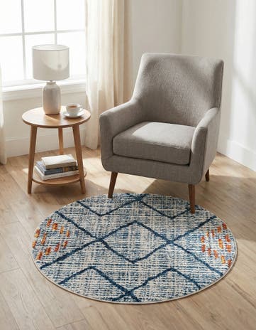 Blue Aramis Round Rug