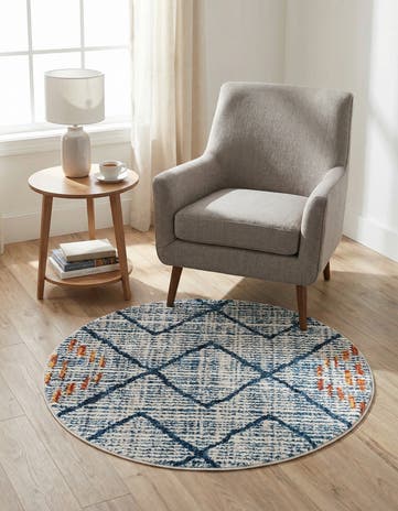 Blue Aramis Round Rug