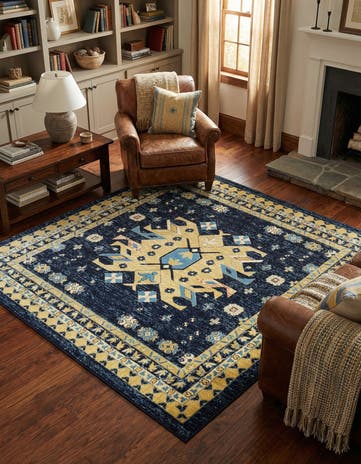Navy Blue Heris Square Rug