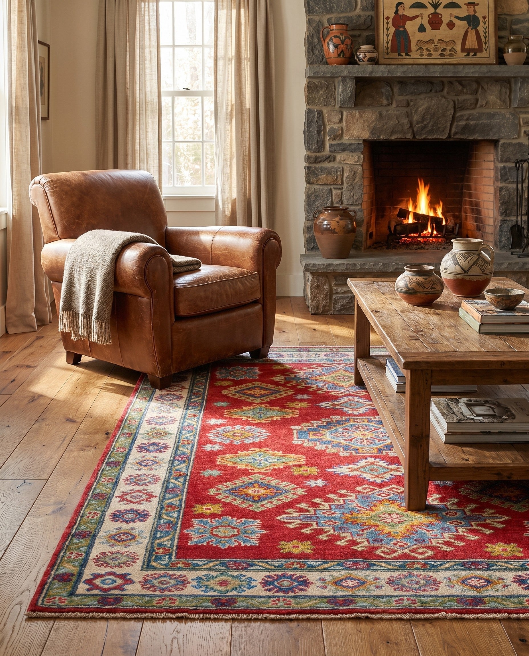 4' x 6' Hand Knotted Kazak Rug