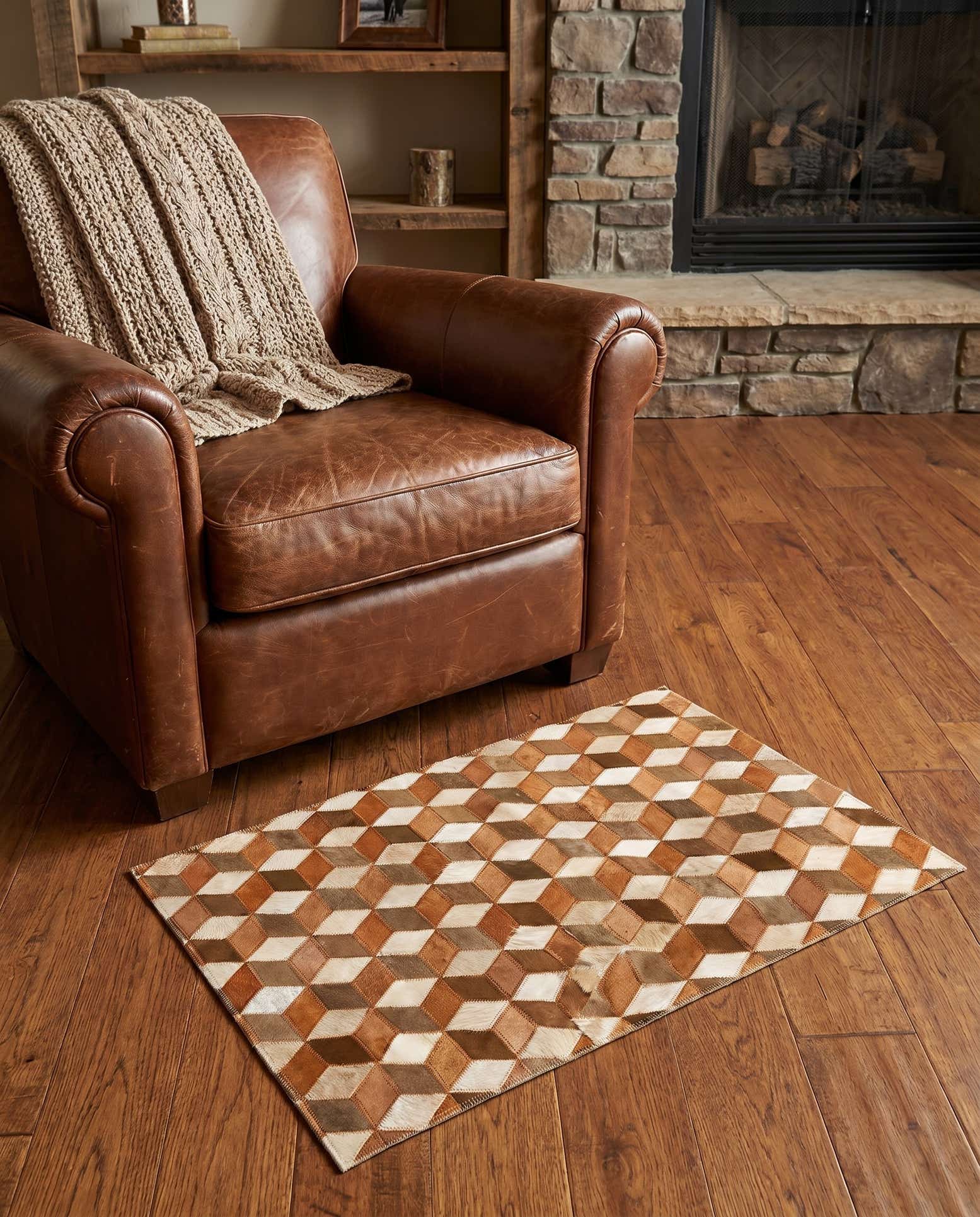 2' x 3' Cowhide Leather Rug