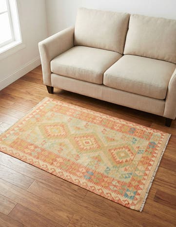 3' x 4' 9 Hand Woven Kilim Waziri Wool Rug