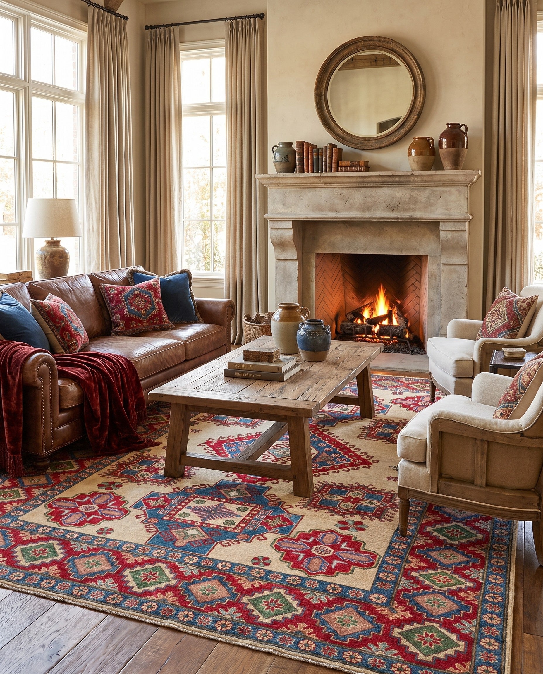 8' x 11' 6 Hand Knotted Kazak Rug