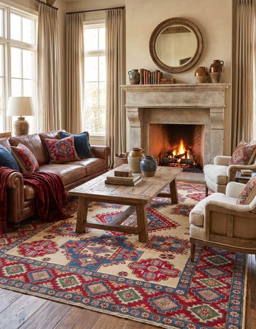 8' x 11' 6 Hand Knotted Kazak Rug
