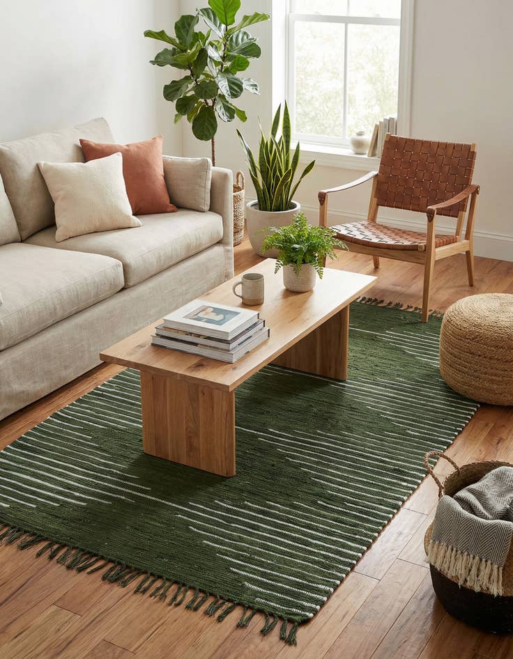 Detail image of 5' 1 x 8' Hand Woven Chindi Cotton Rug