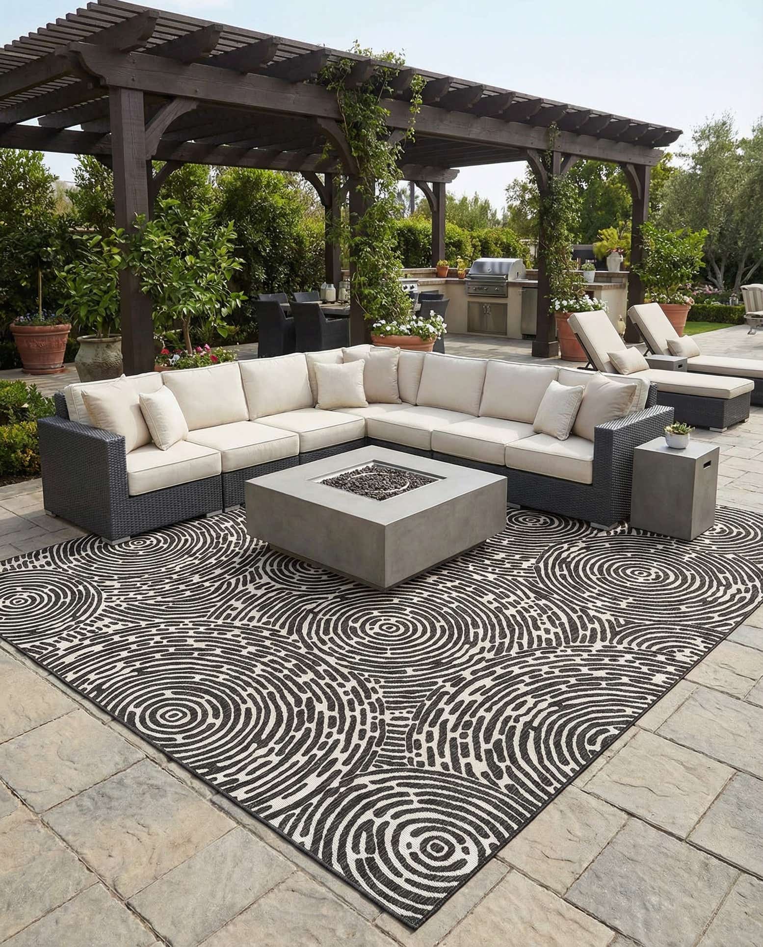 13' x 13' Easy-Clean Modern Indoor / Outdoor Square Rug