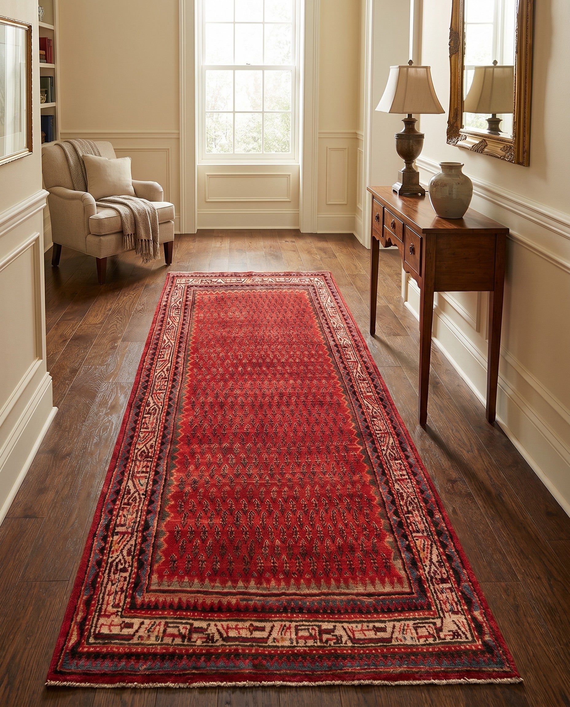 4' 7 x 9' 4 Hand Knotted Botemir Persian Wool Runner Rug