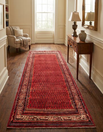 4' 7 x 9' 4 Hand Knotted Botemir Persian Wool Runner Rug