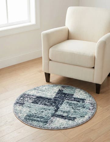Blue and Gray Tucson Round Rug