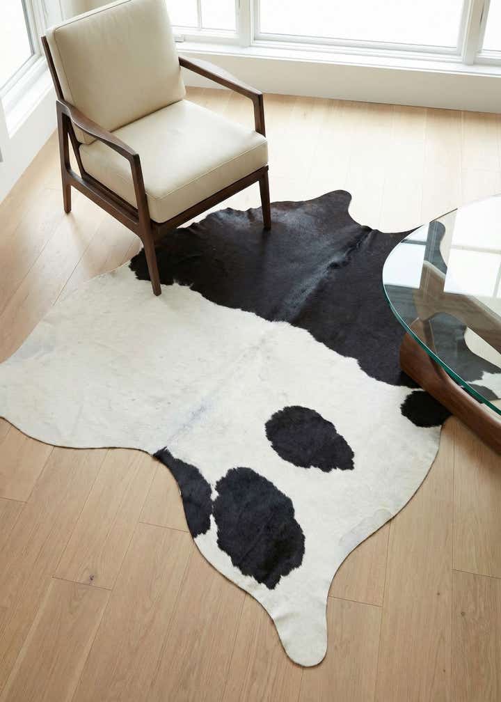 4' 8 x 5' Cowhide Leather Square Rug