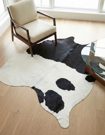 4' 8 x 5' Cowhide Leather Square Rug