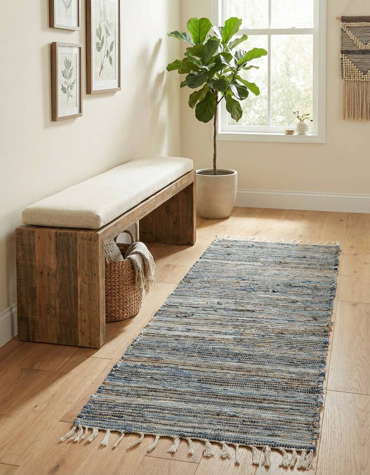 Detail image of 2' 2 x 6' 1 Hand Woven Chindi Jute Runner Rug