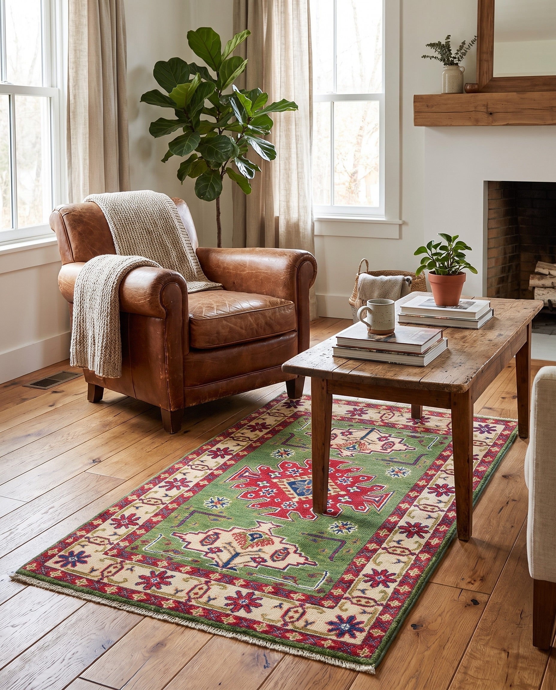 2' 9 x 4' 3 Hand Knotted Kazak Rug